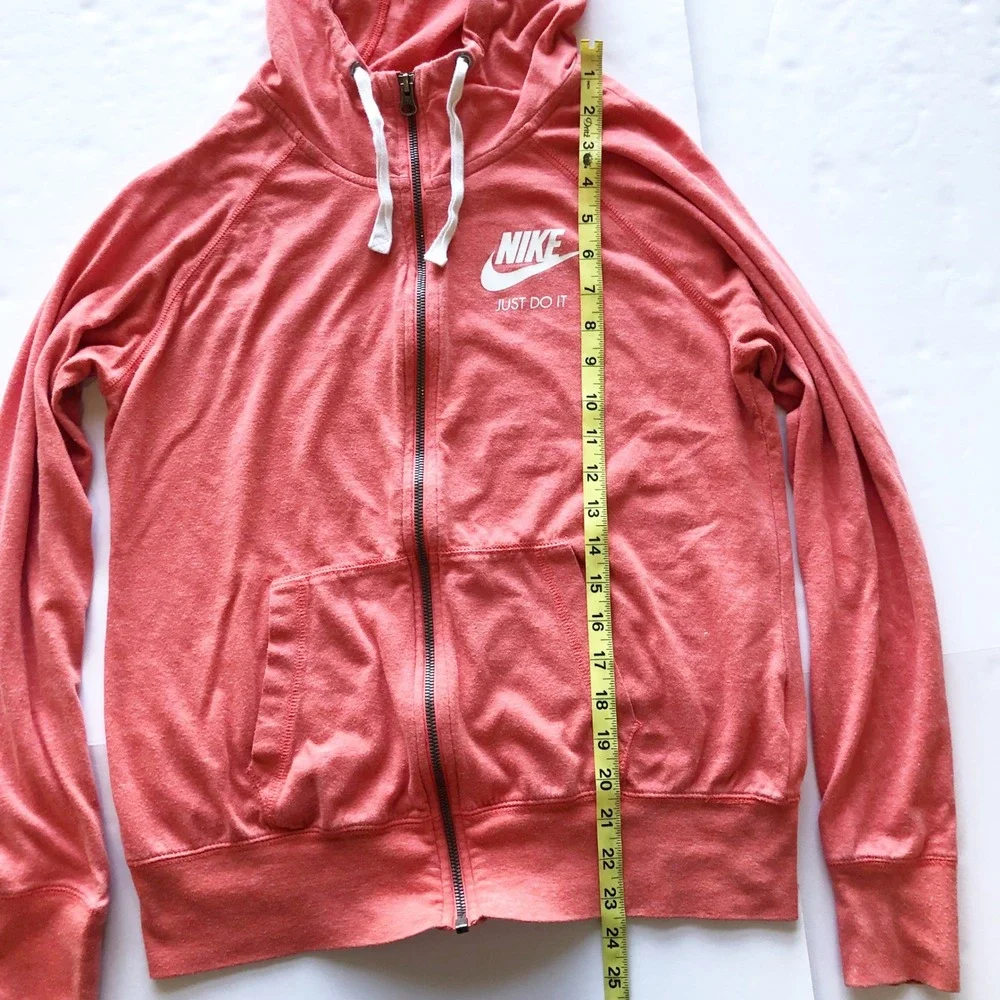 Nike Jacket Womens Medium NSW Gym Vintage Organic Cotton Full Zip Hoodie Orange